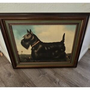 Vintage Framed Scottish Terrier Dog Print Artwork Home Decor Wall Art